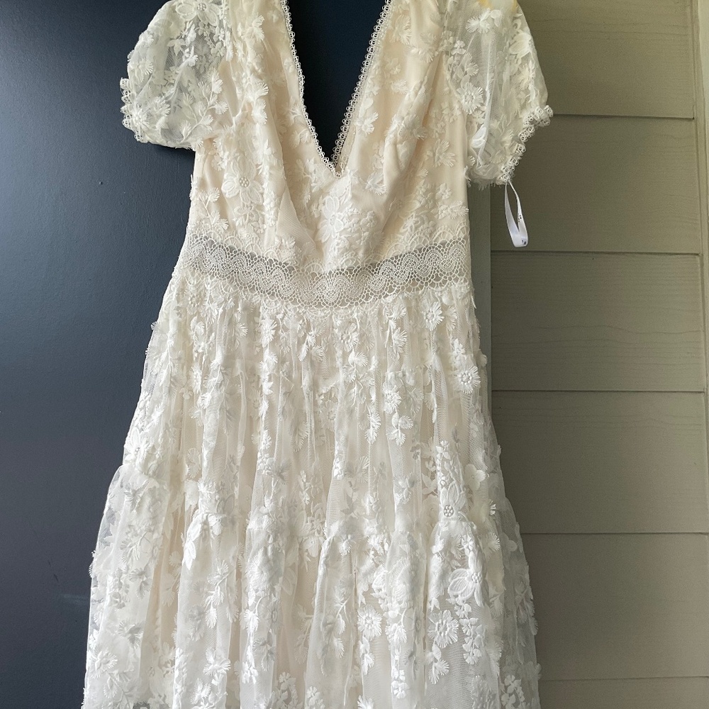 White Tiered Ruffled A-Line Wedding Dress